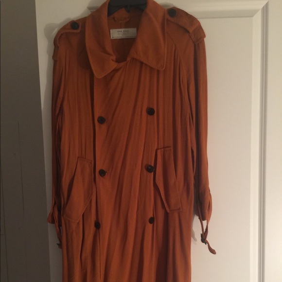 orange trench coat zara
